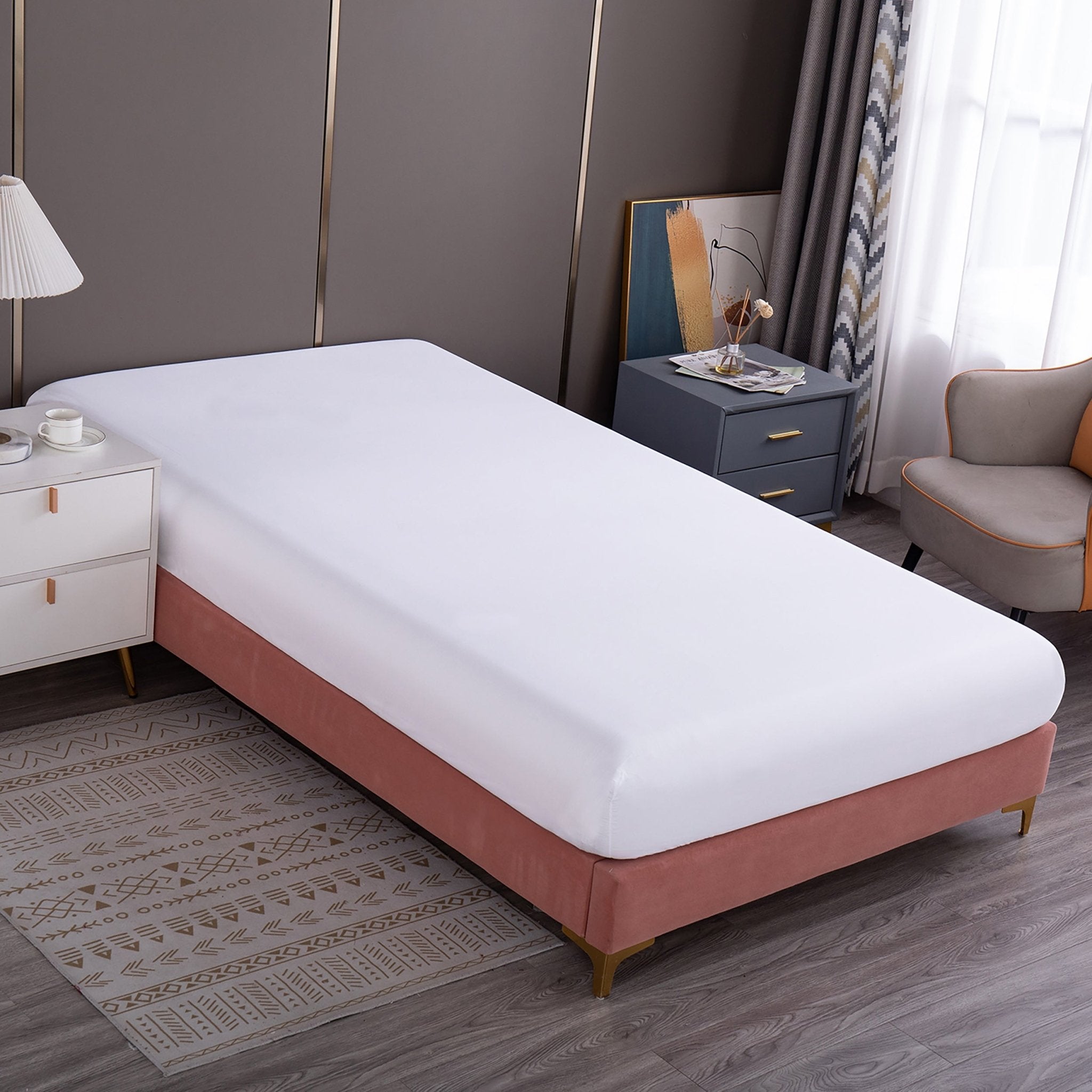 Imagen de sabana Juego de Sábanas Microfibra Liso - Blanco en color Cama 90 de Meishida